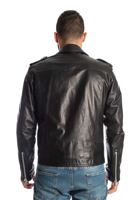 Black washed leather biker PK BY PASKAL | 752NAPPA NAT-NERO